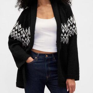 GAP Wool-Blend Fair Isle Shawl Cardigan